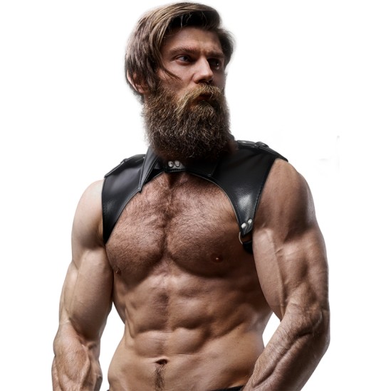 Fetish Submissive Attitude MENS BRIGADE ADJUSTABLE ECO-LEATHER NECK HARNESS