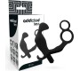 Addicted Toys ANAL PLUG WITH DOUBLE PENIS RING AND TESTICLES BLACK