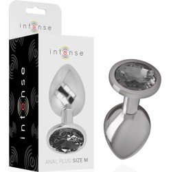 Intense Anal Toys INTENSE - ALUMINUM METAL ANAL PLUG WITH BLACK GLASS SIZE M
