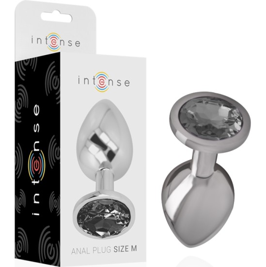 Intense Anal Toys INTENSE - ALUMINUM METAL ANAL PLUG WITH BLACK GLASS SIZE M