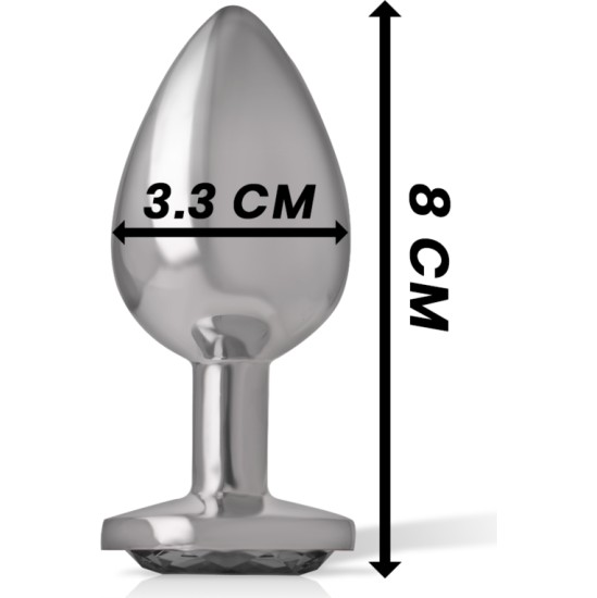 Intense Anal Toys INTENSE - ALUMINUM METAL ANAL PLUG WITH BLACK GLASS SIZE M