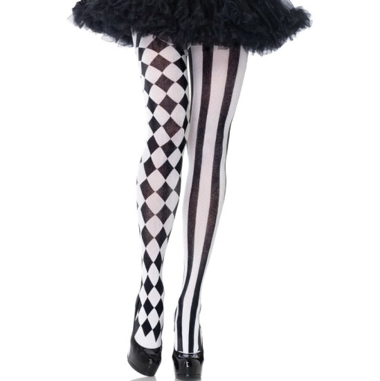 Leg Avenue Hosiery LEG AVENUE - BLACK/WHITE HARLEQUIN TIGHTS