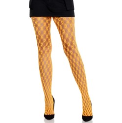 Leg Avenue Hosiery LEG AVENUE - LACE TIGHTS WITH EYELETS NEON ORANGE