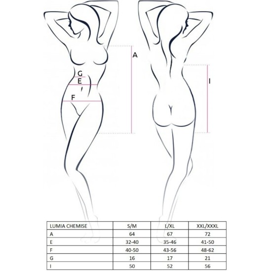 Passion Woman Chemise PASSION - WOMAN LUMIA CHEMISE BLACK SIZE L/XL