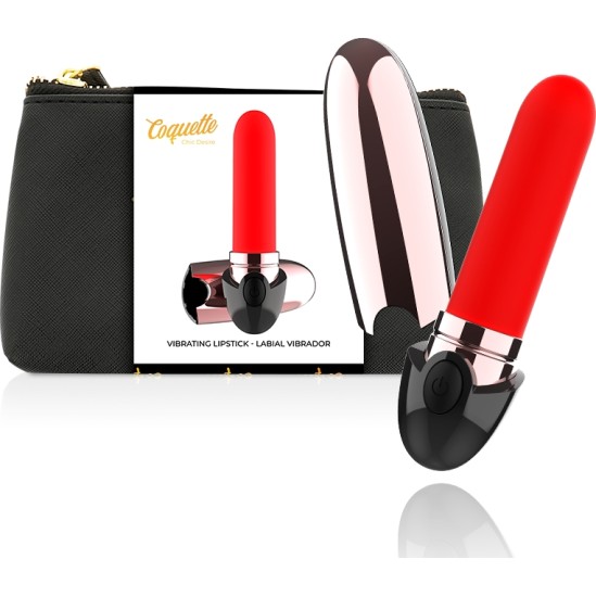 Coquette Toys COQUETTE CHIC DESIRE – VIBRATORIAUS ĮKRAUJAMAS LŪPDAŽAS melns/ GOLD