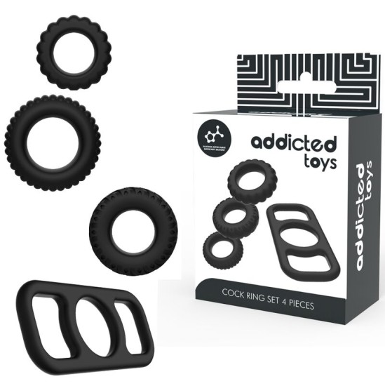 Addicted Toys KOMPLEKTS Dzimumlocekļa gredzeni 4gab