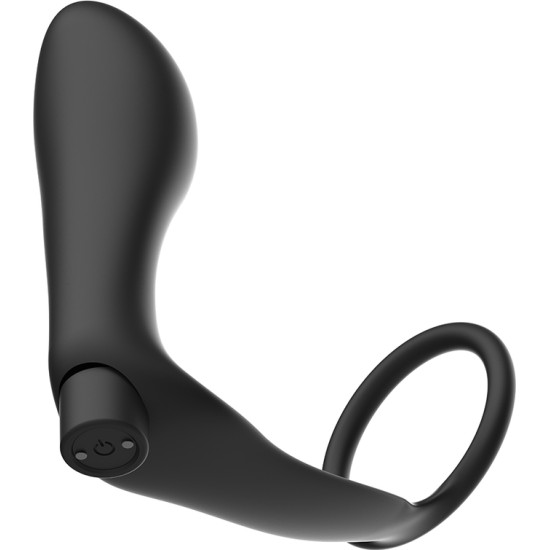 Addicted Toys PENIS RING WITH REMOTE CONTROL ANAL PLUG BLACK RECHARGEABLE