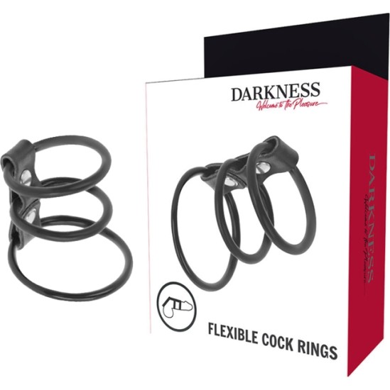 Darkness Bondage - 3 Elastīgi dzimumlocekļa gredzeni komplekts