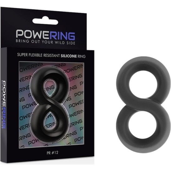 Powering SUPER FLEXIBLE AND RESISTANT PENIS AND TESTICLE RING PR12 melns