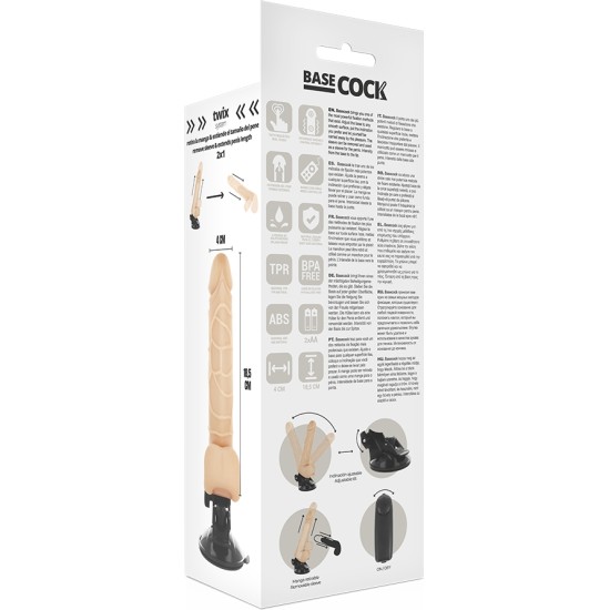 Basecock Reālistisks vibrators ar pulti 18.5CM