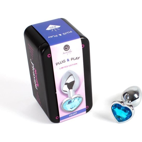 Secret Play Blue Heart Metal Butt Plug Size S
