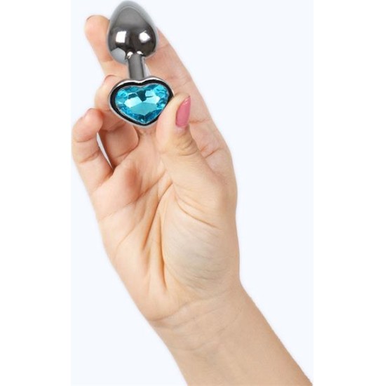 Secret Play Blue Heart Metal Butt Plug Size S