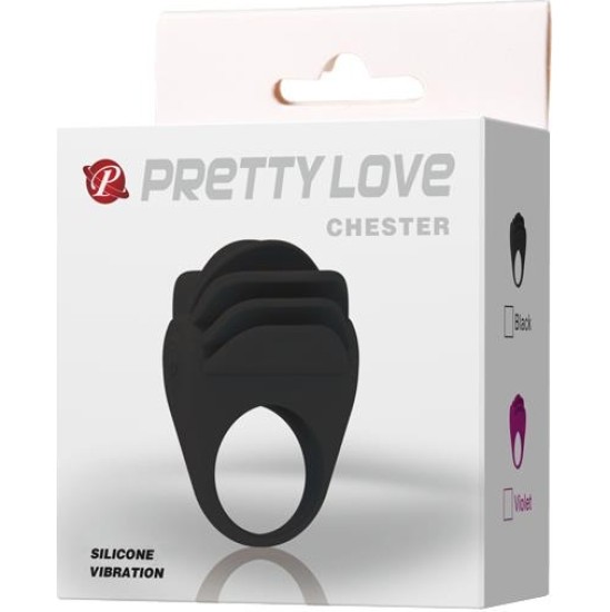 Prettylove Pretty Love Vibrating Cock Ring Chester Black