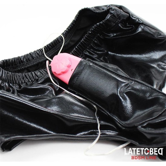 Latetobed Bdsm Line Elastic Panties with Vibrating Dildo One Size