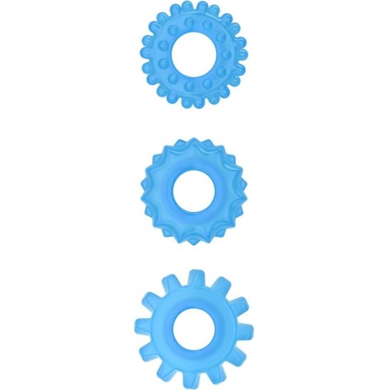 Lovetoy Lumino Play Set 3 Penis Ring Blue Light