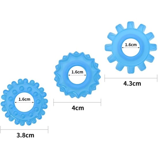 Lovetoy Lumino Play Set 3 Penis Ring Blue Light