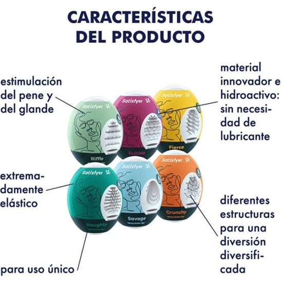 Satisfyer Set 6 Units Masturbador Egg