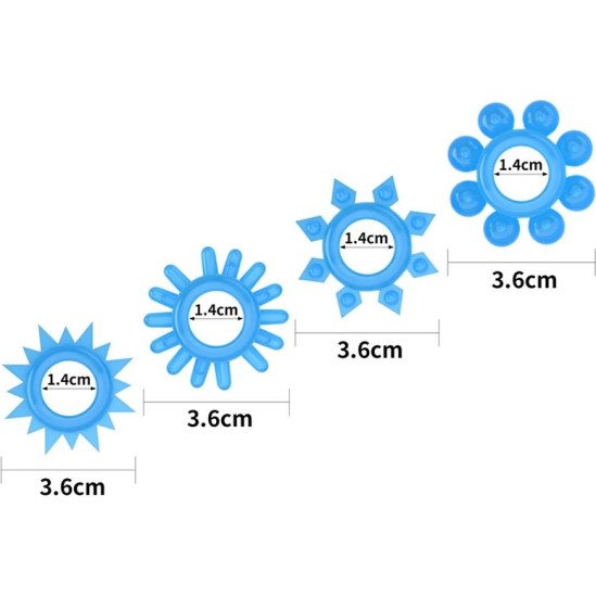 Lovetoy Lumino Play Set 4 Penis Ring Blue Light