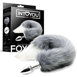 Intoyou Bdsm Line Anal Plug with Grey and White Foxy Tail
