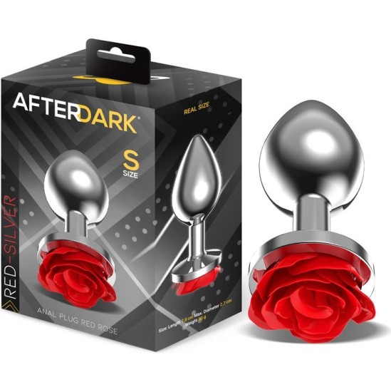 Afterdark Metal Anal Plug with Red Rose Base - Size S