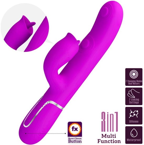 Prettylove Gigi Vibrator Licking and Thumping Fuchsia