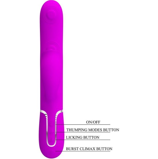 Prettylove Gigi Vibrator Licking and Thumping Fuchsia