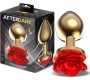 Afterdark Golden Metal Anal Plug with Red Rose Base Size L