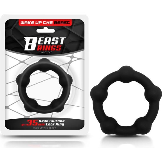 Beast Rings Bead Solid Cock Ring Silicone 3.5 cm Black