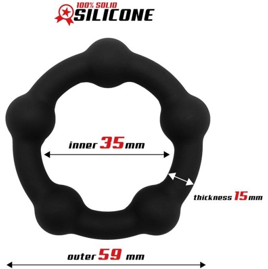 Beast Rings Bead Solid Cock Ring Silicone 3.5 cm Black