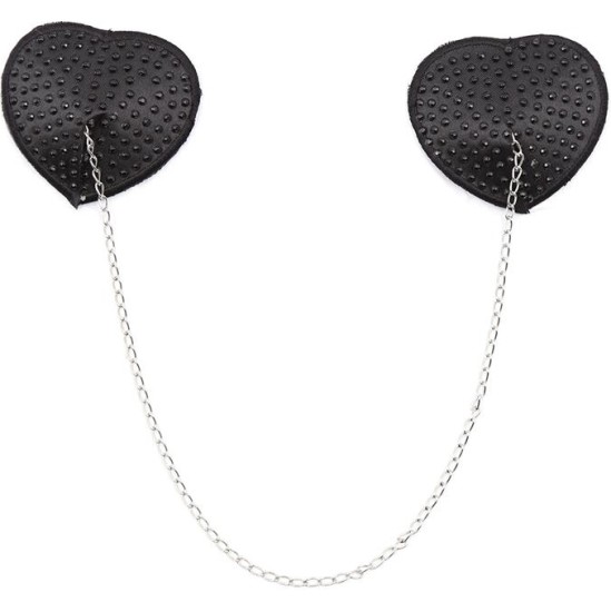 Latetobed Bdsm Line Nipple Covers with Metal Chain Black