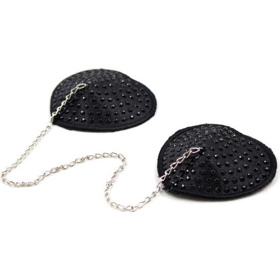 Latetobed Bdsm Line Nipple Covers with Metal Chain Black