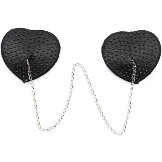 Latetobed Bdsm Line Nipple Covers with Metal Chain Black