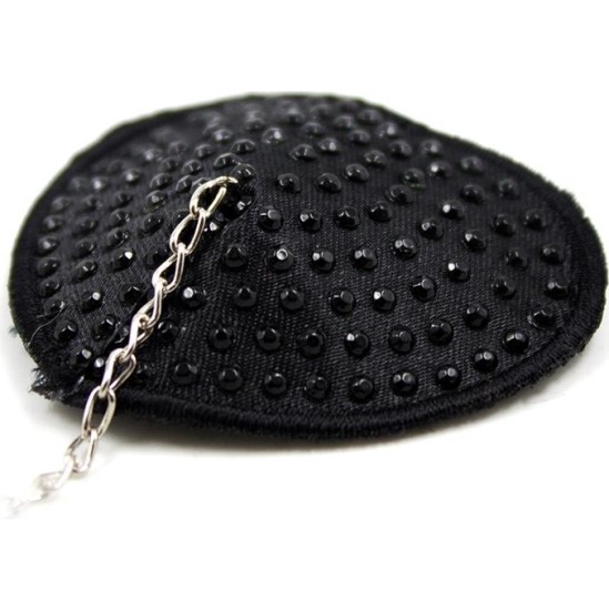 Latetobed Bdsm Line Nipple Covers with Metal Chain Black