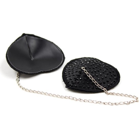 Latetobed Bdsm Line Nipple Covers with Metal Chain Black