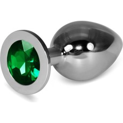 Lovetoy Metal Butt Plug RoseBud Classic with Green Jewel Size L