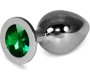 Lovetoy Metal Butt Plug RoseBud Classic with Green Jewel Size L