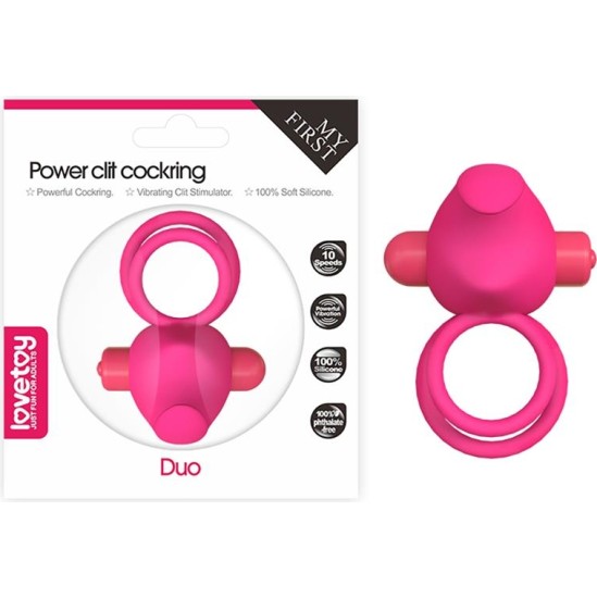 Lovetoy Double Vibrating Cockring Power Clit Duo Pink