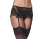 Amorable Garter Belt with Thong and Stockings Black