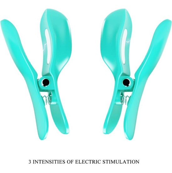 Prettylove Surprise Box Vibrating Egg with Electric Shock Nipple Clamps Blue