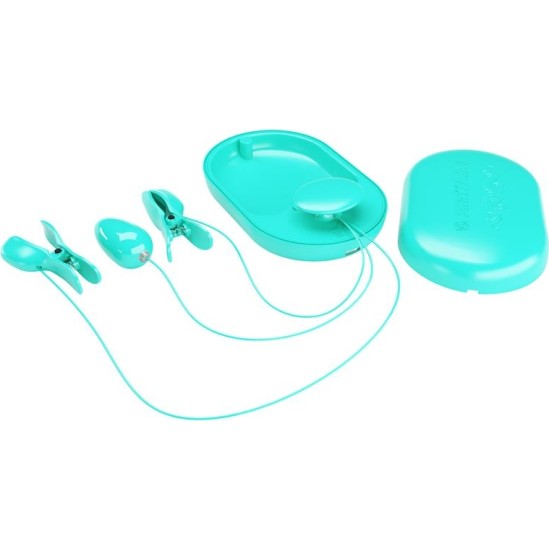 Prettylove Surprise Box Vibrating Egg with Electric Shock Nipple Clamps Blue