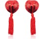 Latetobed Bdsm Line Heart Sequin Nipple Cover with Tassel Red