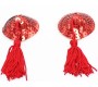 Latetobed Bdsm Line Heart Sequin Nipple Cover with Tassel Red