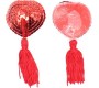 Latetobed Bdsm Line Heart Sequin Nipple Cover with Tassel Red