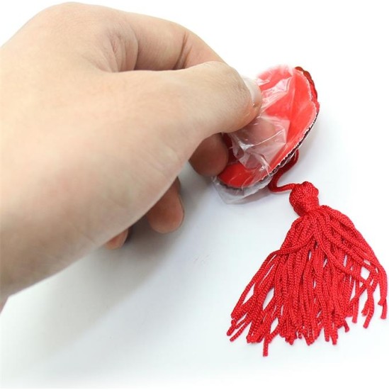 Latetobed Bdsm Line Heart Sequin Nipple Cover with Tassel Red