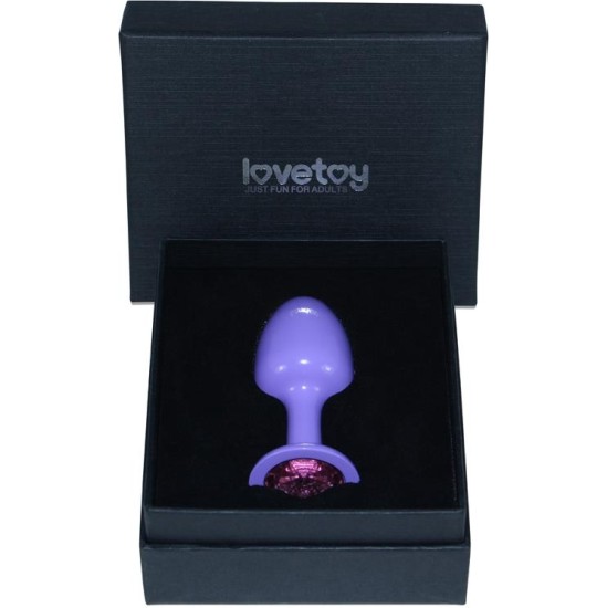 Lovetoy Metal Butt Plug Purple Rosebud with Pink Jewel