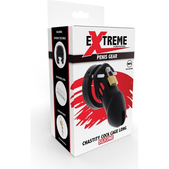 Hidden Desire EXTREME CHASTITY COCK CAGE SILICONE SIZE L BLACK
