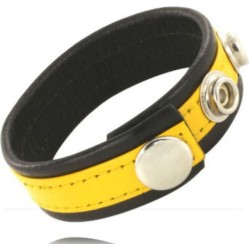 Leather Body ADJUSTABLE LEATHER STRAP PENIS YELLOW-BLACK