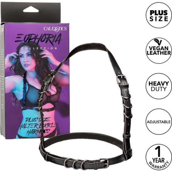 Calexotics EUPHORIA PLUS SIZE HALTER BUCKLE HARNESS BLACK