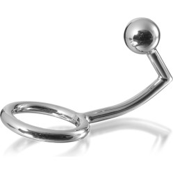Metal Hard COCK RING RING WITH ANAL INTRUDER HOOK 40MM