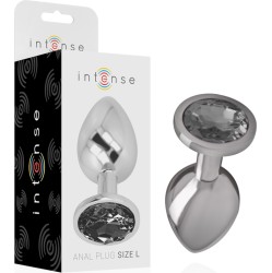 Intense Anal Toys INTENSE - ALUMINUM METAL ANAL PLUG WITH BLACK GLASS SIZE L